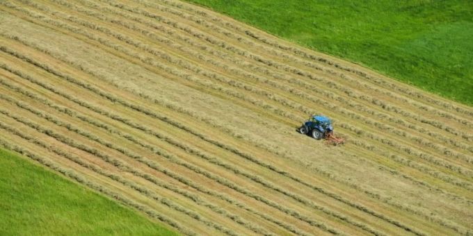 Ein Bauer erntet Heu. Bauern spüren die veränderten Wetterverhältnisse hautnah. Bauern