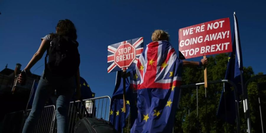 Proteste vor dem Londoner Parlament am Donnerstag