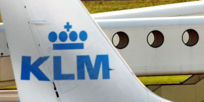 Das Logo von KLM Royal Dutch Airlines. KLM Royal Dutch Airlines