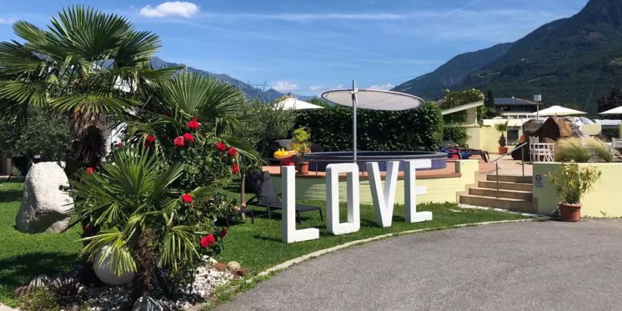 Der Campingplatz Schlosshof bei Meran.