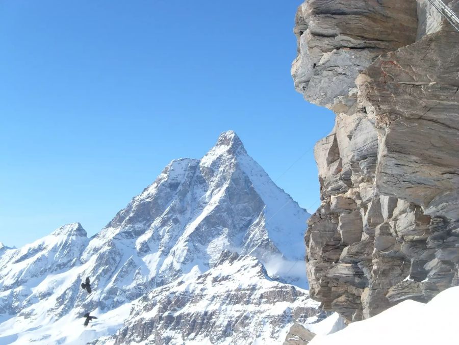 Der Furggengrat ist der schwierigste Grat zum Matterhorn; vollständig begehbar ist er erst seit 1899, als man an einer 15 Meter hohen Wand mit Überhang von oben her eine Strickleiter anbrachte.