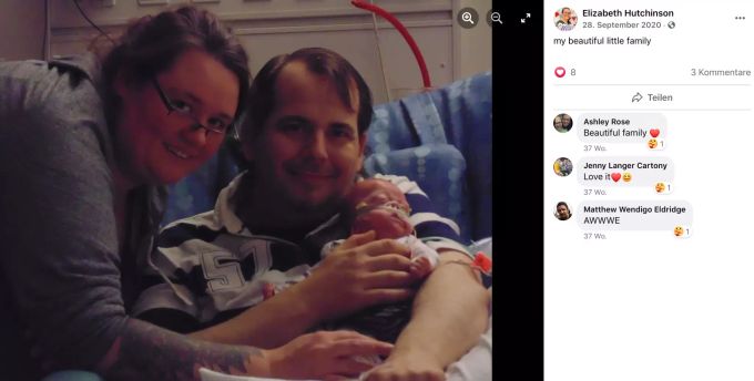 Im September 2020 postet Mama Elizabeth auf Facebook ein Bild mit Baby Richard und ihrem Mann. Richard