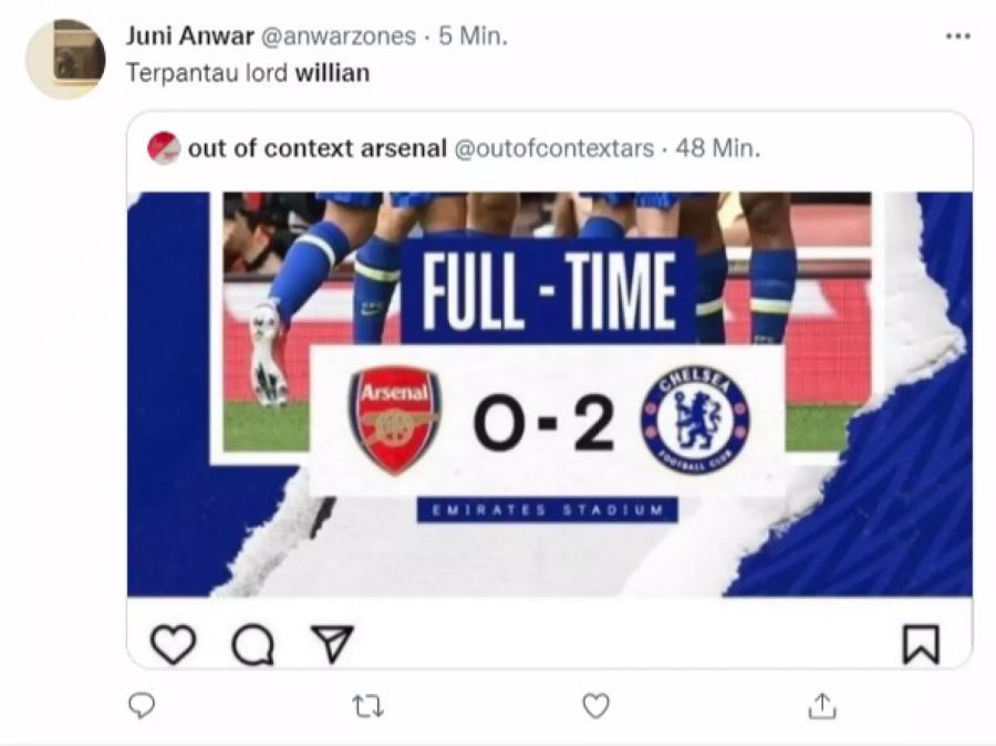 Der Like sorgt bei Arsenal-Fans für Ärger – bei Chelsea-Supportnern für Unterhaltung.