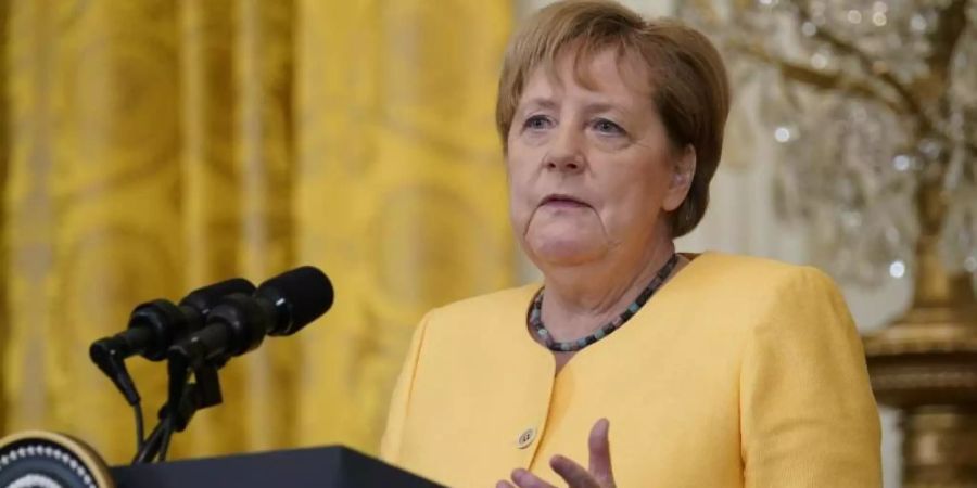 Bundeskanzlerin Angela Merkel spricht während einer Pressekonferenz im Weissen Haus. Foto: Susan Walsh/AP/dpa