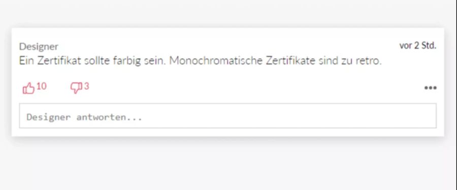 Auch das Design des Zertifikats wurde diskutiert.