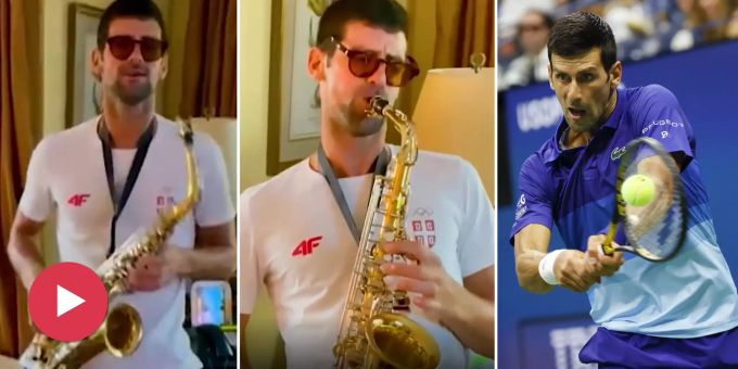 Schiefe Töne - Ohren zu! So falsch trötet Spassvogel Djokovic Saxofon