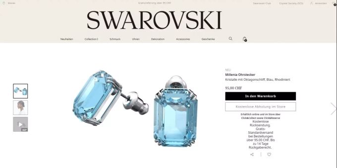 Die Kristalle kosten bei Swarovski 95 Franken. screen
