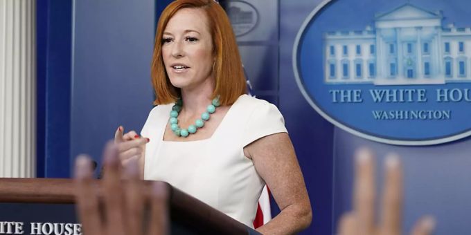 Jen Psaki, Pressesprecherin des Weissen Hauses, während des täglichen Presse-Briefings. taliban