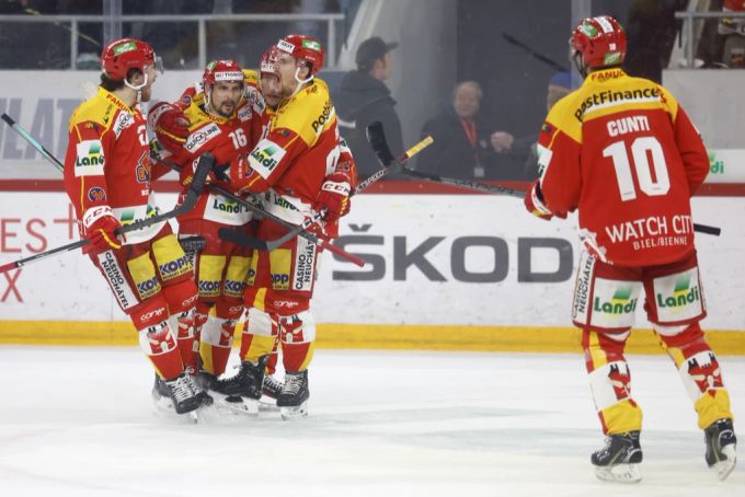 Der EHC Biel jubelt in einem starken Mitteldrittel gleich fünfmal. Die Seeländer stehen in der National League vor dem Finaleinzug. national league ehc biel