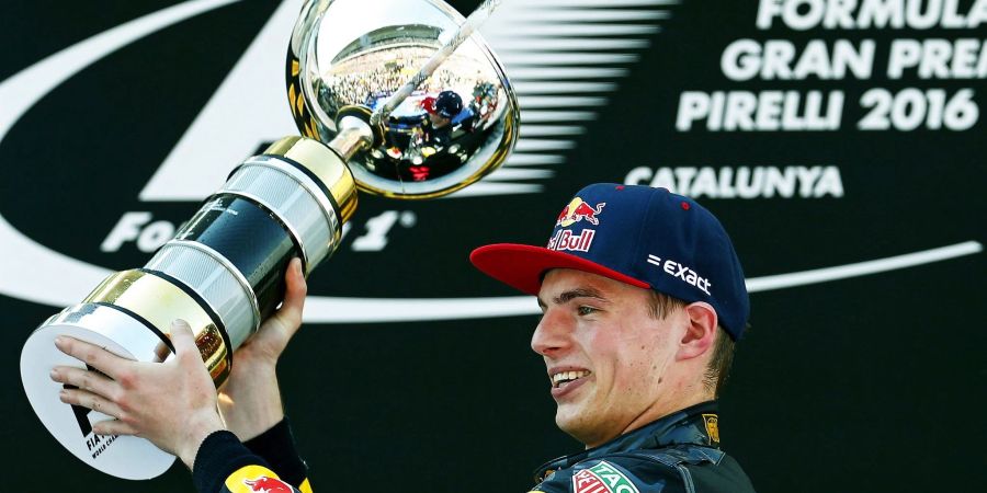 Der niederländische Formel-1-Fahrer Max Verstappen freut sich am 15. Mai 2016 über seinen ersten Grand-Prix-Sieg in Spanien.