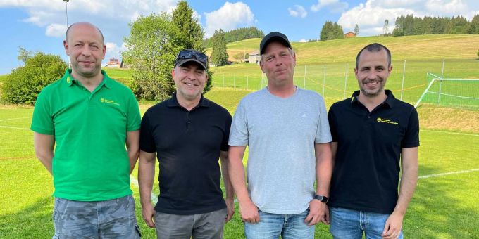 V.l.n.r Christoph Fässler, Präsident FCFS, Christoph Oberholzer, Thomas Rüttimann und Martin Schnyder, Sportchef FCFS. Christoph Oberholzer und Thomas Rüttimann sind neue Trainer ab 2024.