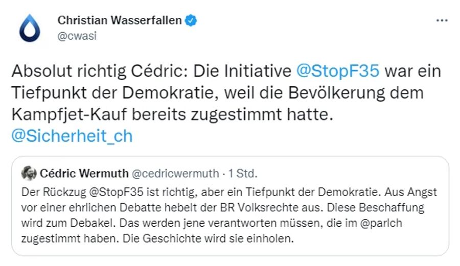 Christian Wasserfallen (FDP/BE) ist anderer Meinung: Er befürwortet die Entscheidung des Bundesrates.