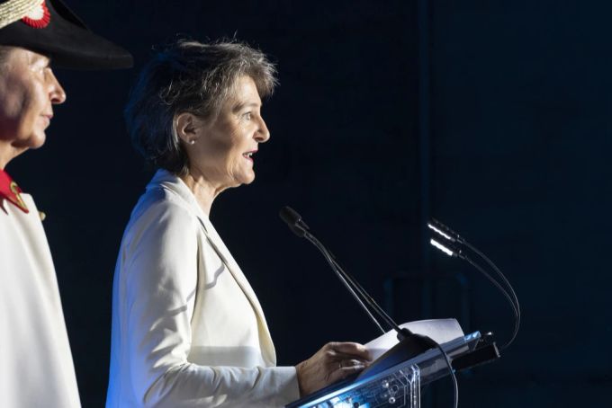Energieministerin Simonetta Sommaruga bei der Einweihungsfeier des Pumpspeicherkraftwerks Nant de Drance, September 2022. Sommaruga Energiemangellage Pumpspeicherkraftwerk