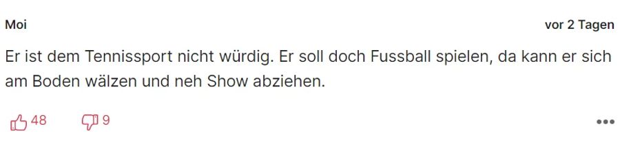 Er sollte besser den Sport wechseln, findet «Moi».