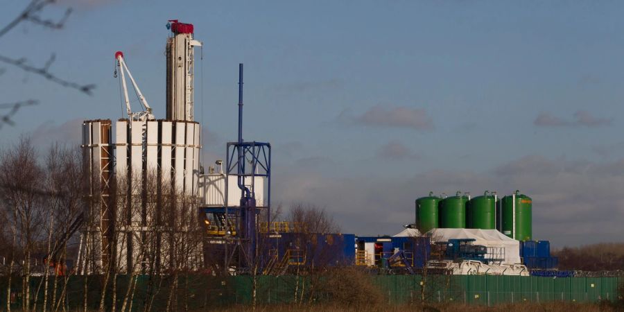 Blick auf eine Fracking-Anlage im britischen Manchester, die zur Gasproduktion genutzt wird.