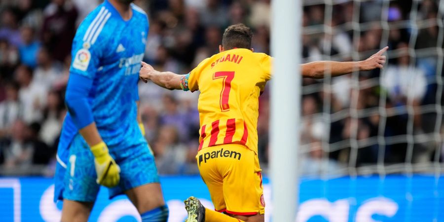 Cristhian Stuani (r) sorgte für einen Girona-Punkt bei Real Madrid.