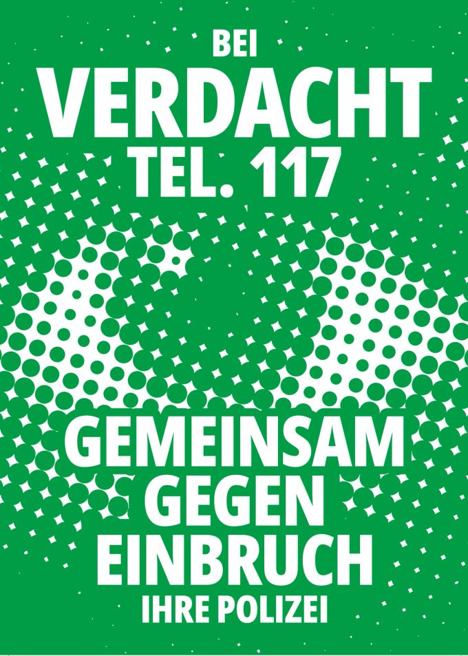 Bei verdächtigen Feststellungen soll sofort der Polizeinotruf 117 gewählt werden. Gemeinsam gegen Einbruch