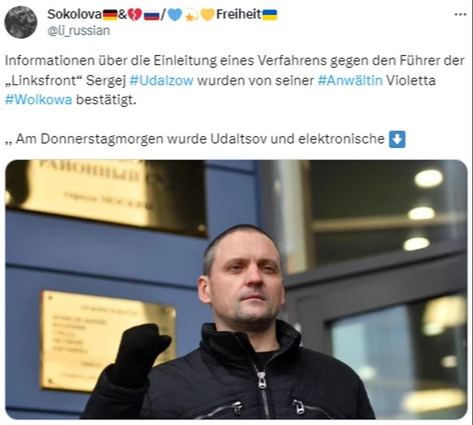 Der russische Oppositionelle Sergej Udalzow. Sergej Udalzow