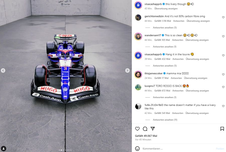 So sieht der neue Bolide vom Team Visa Cash App RB aus.