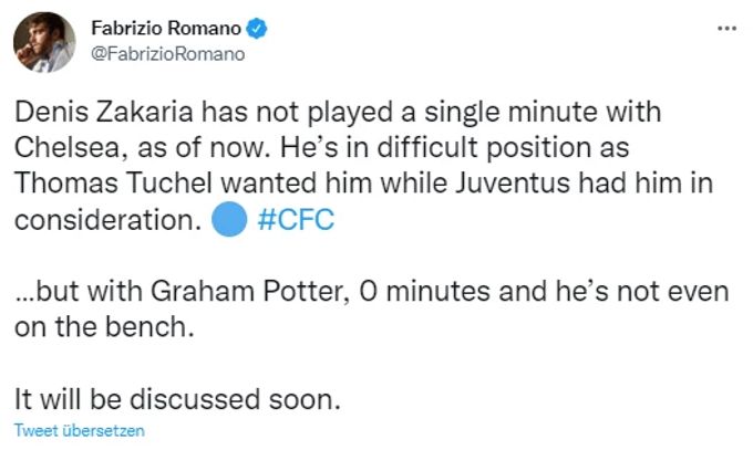 Transfer-Guru Fabrizio Romano äussert sich zur Situation von Denis Zakaria. Denis Zakaria