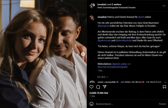 Trotz Krebs bleibt Patrice für ihre Tochter und ihren Mann stark. krebs patrice amanati