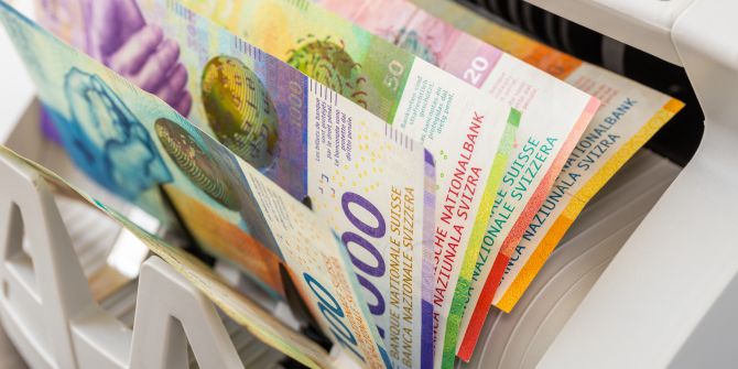 Franken Geldscheine Automat Farben