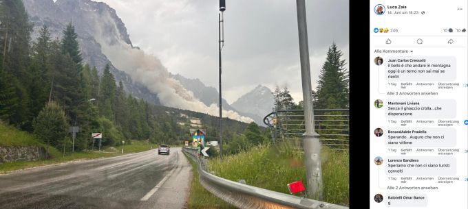 Der Felssturz war von der Strasse aus zu sehen. Felssturz Italien