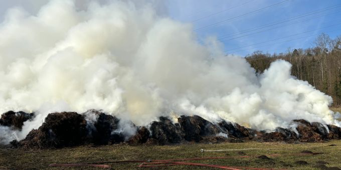 Am Freitagnachmittag hat in Wagenhausen ein Haufen Schilf gebrannt. Brand
