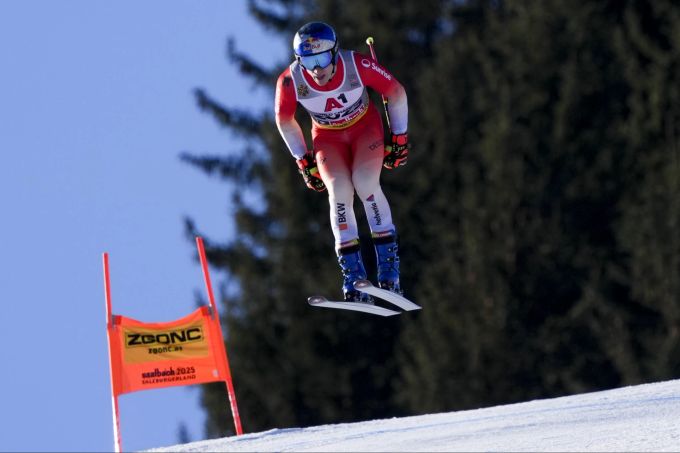 Marco Odermatt im Abfahrts-Training an der WM 2025 in Saalbach. Marco Odermatt