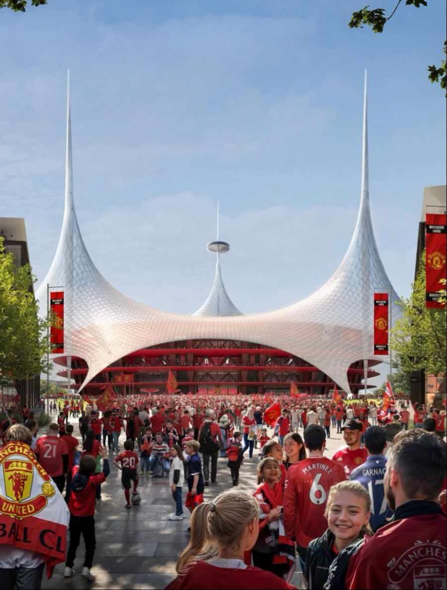 Wenn alles nach Plan läuft, sollen sich die United-Fans an Spieltagen in Zukunft vor diesem Stadion versammeln.