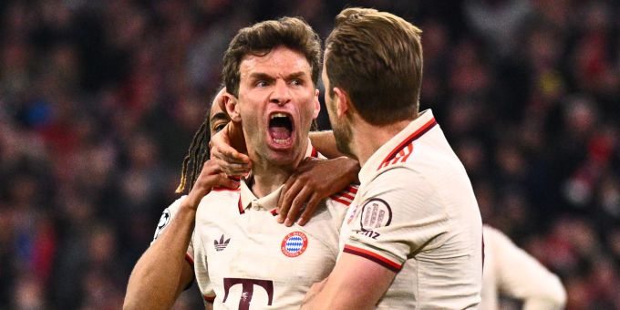 Münchens Thomas Müller feiert seinen Treffer zum 1:1 gegen Inter Mailand. Thomas Müller