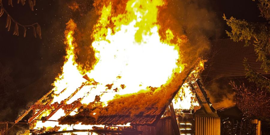 Der Holzschopf brannte komplett nieder.