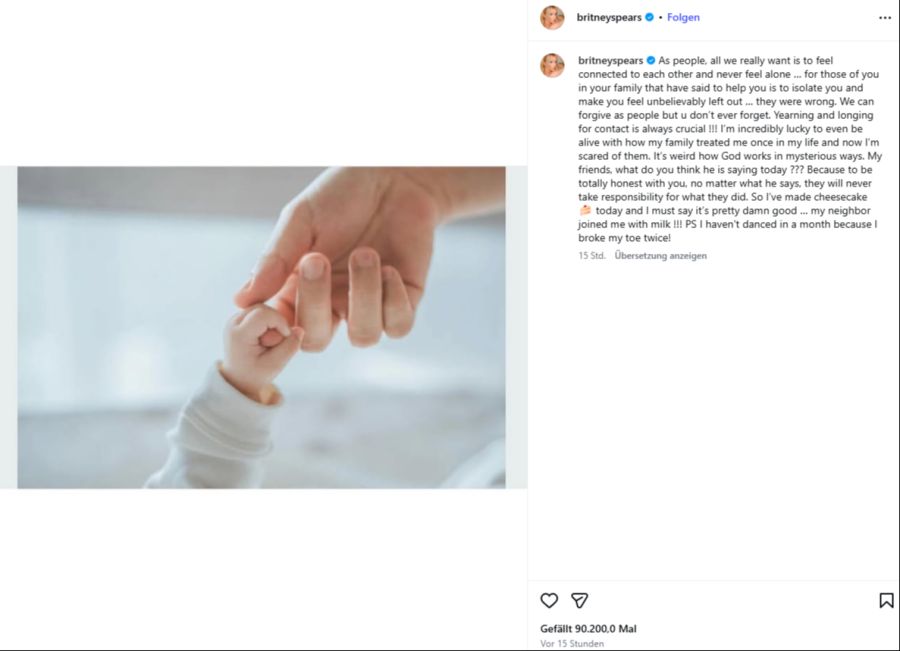 In einem neuen Instagram-Post rechnet Britney mit ihrer Familie ab.