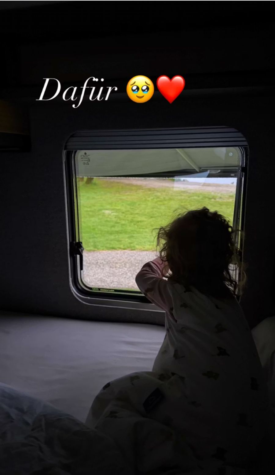 So herzig! Hier geniesst der Hänni-Spross die Aussicht aus dem Camper.
