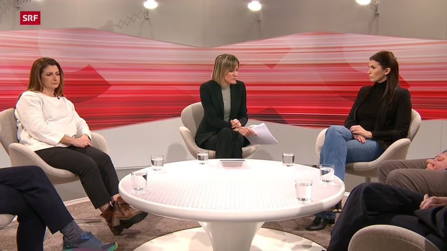 Leila Micheloud (r.) und Laetitia Brodard-Sitre waren am Dienstagabend bei Moderatorin Barbara Lüthi im SRF-«Club» zu Gast.