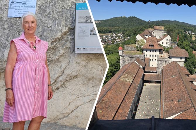 Blick vom Hauptturm der Burg nach Osten auf die obere Festung.