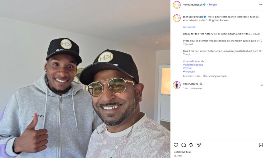Auch Thun-Stürmer Brighton Labeau besuchte Hirt.