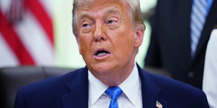 US-Präsident Donald Trump spricht im Oval Office des Weißen Hauses. Foto: Julia Demaree Nikhinson/AP/dpa