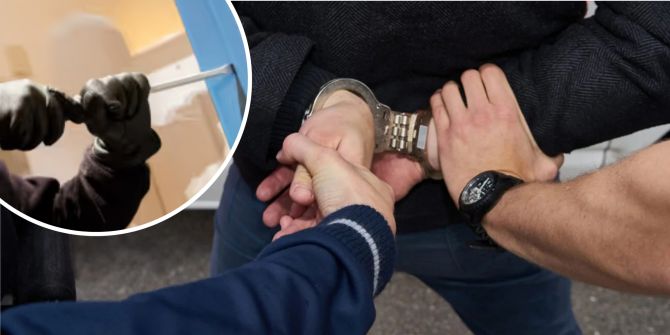 Polizisten nehmen einen Einbrecher fest. (Symbolbild) - Stadtpolizei Zürich