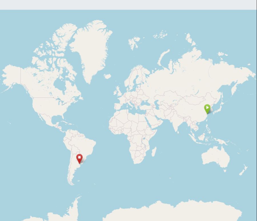 Die Reise von Shanghai nach Buenos Aires ist rund 20'000 Kilometer über 24 Stunden lang.