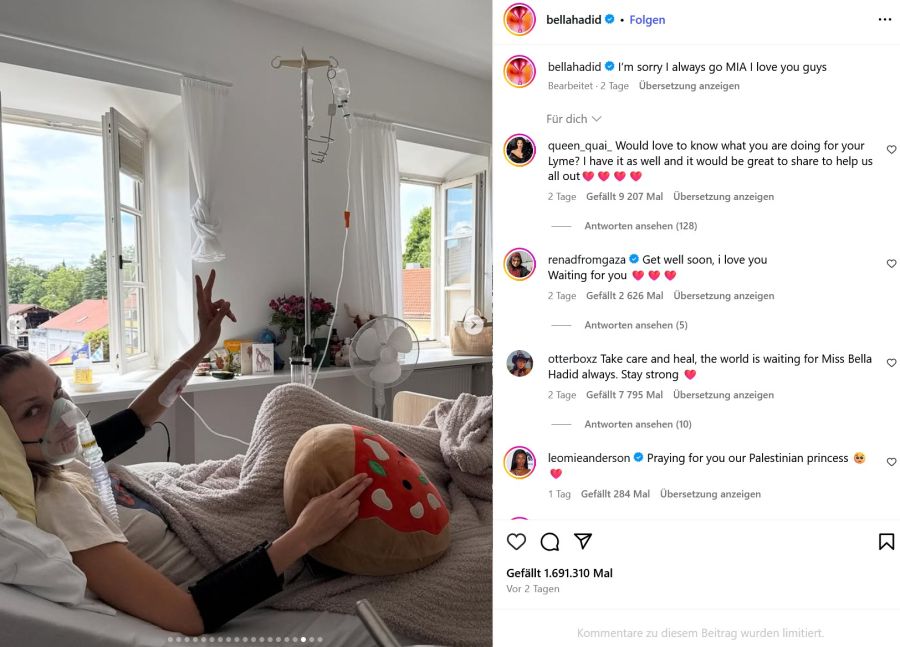 bella hadid im bett