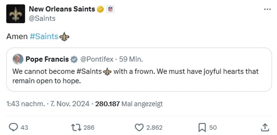 Papst Franziskus NFL Saints