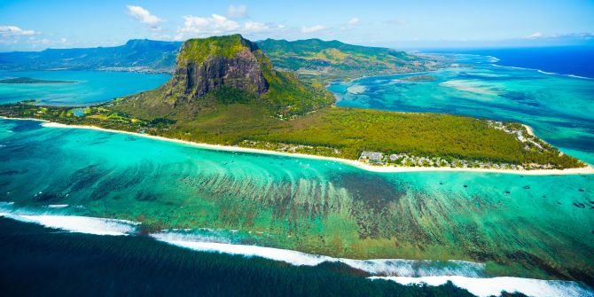 Luftaufnahme der Insel Mauritius