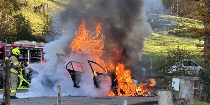 Fahrzeugbrand in Siebnen.