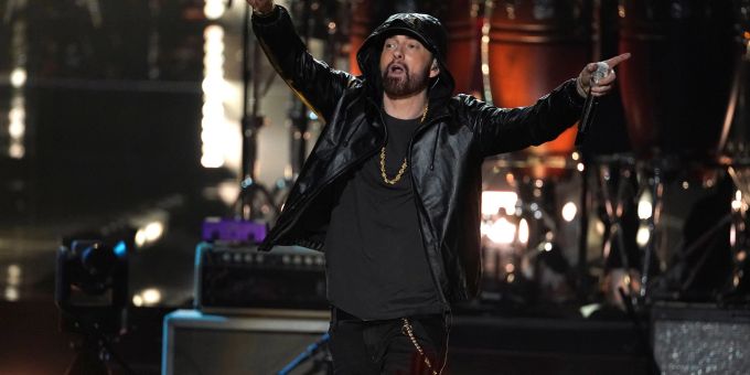 Rapper Eminem verkündet Familien-News in einem Musikvideo. (Archivbild) Rapper Eminem verkündet Familien-News in einem Musikvideo. (Archivbild)