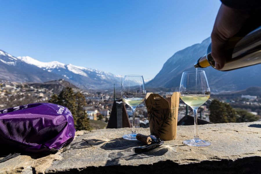 Berge Panorama Weinschwenker Wein