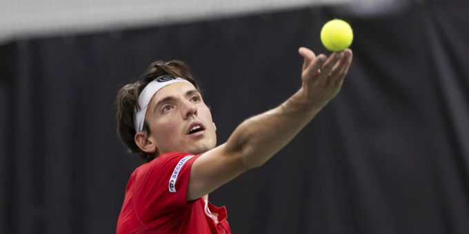 Marc-Andrea Hüsler beim Davis Cup in Biel Mitte September. Marc-Andrea Hüsler ATP