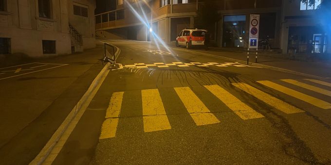 Unfallstelle an der Zwinglistrasse in St. Gallen. Unfallstelle