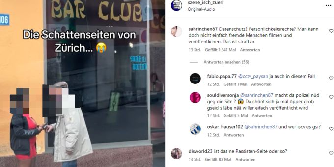 Das neuste Video der Social-Media-Plattform «Szene isch Züri» könnte Konsequenzen haben. Es soll einen Senior bei einer Prostituierten zeigen. Szene isch zueri Instagram