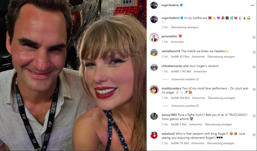 Tennis-Star Roger Federer hat mit der US-Sängerin sogar ein Selfie geknipst.